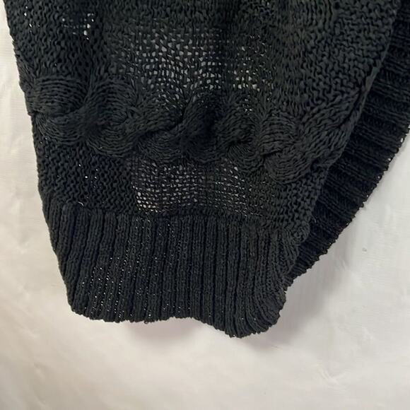 HAIKU KNITTED BLACK SHORTS SLEEVE OPEN CARDIGAN‎ SWEATER SIZE S - Picture 6 of 8